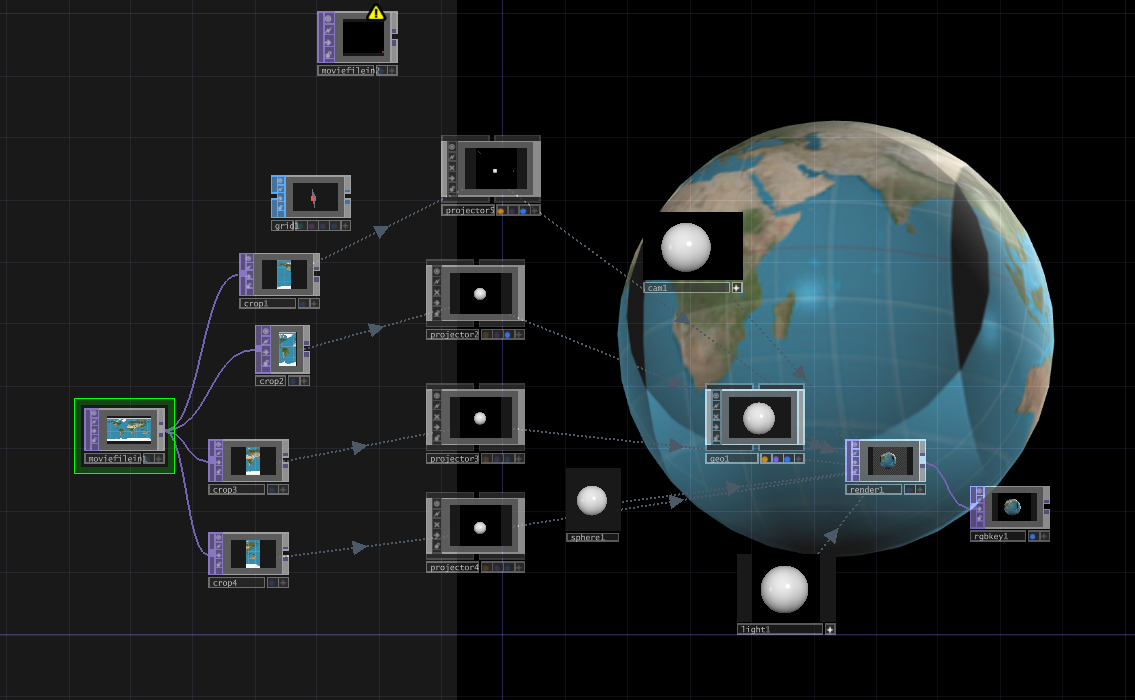 touch designer workflow showing mercator projection